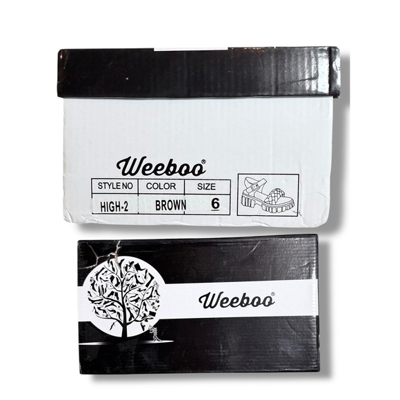 NIB Weeboo HIGH 2 Brown Braided Platform Chunky Sole Sandals Women's Size 6 - Picture 2 of 10